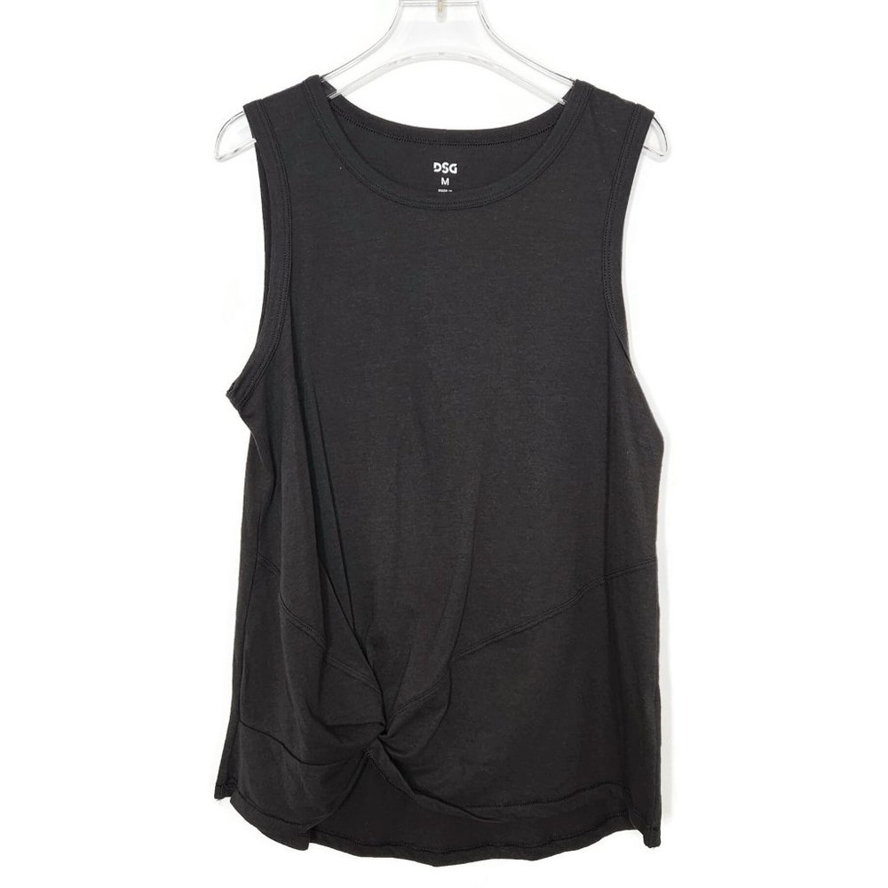 DSG Twist Front Top Medium Black Cotton Blend Sleeveless
